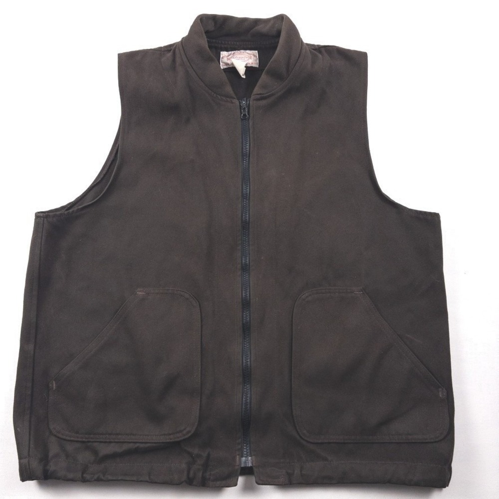 Filson Outfitter Vest Liner Mens L Brown Moleskin Zip Up Hunting USA Vintage